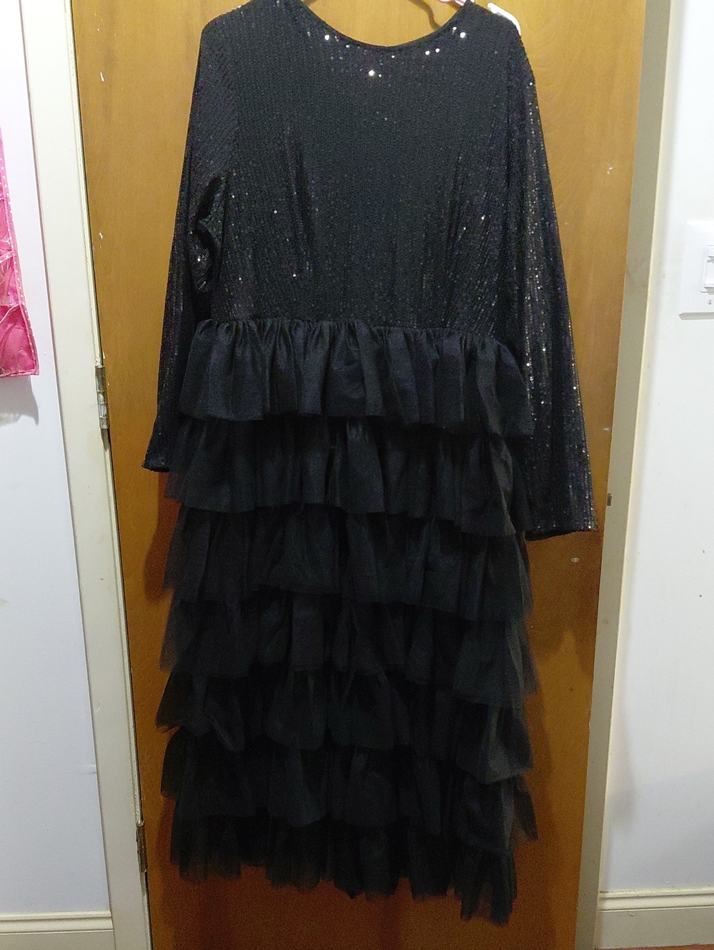 Shein Black Sequin Bodice Tiered Tulle Party Dress Size2x